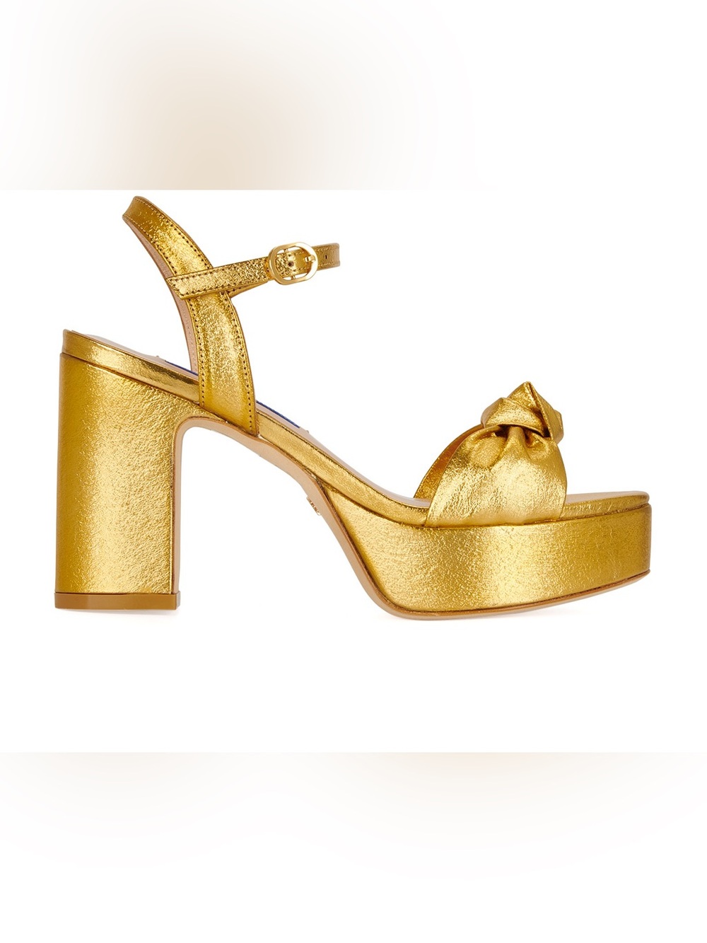 Stuart Weitzman Metallic Gold Knotted Platform Sandals